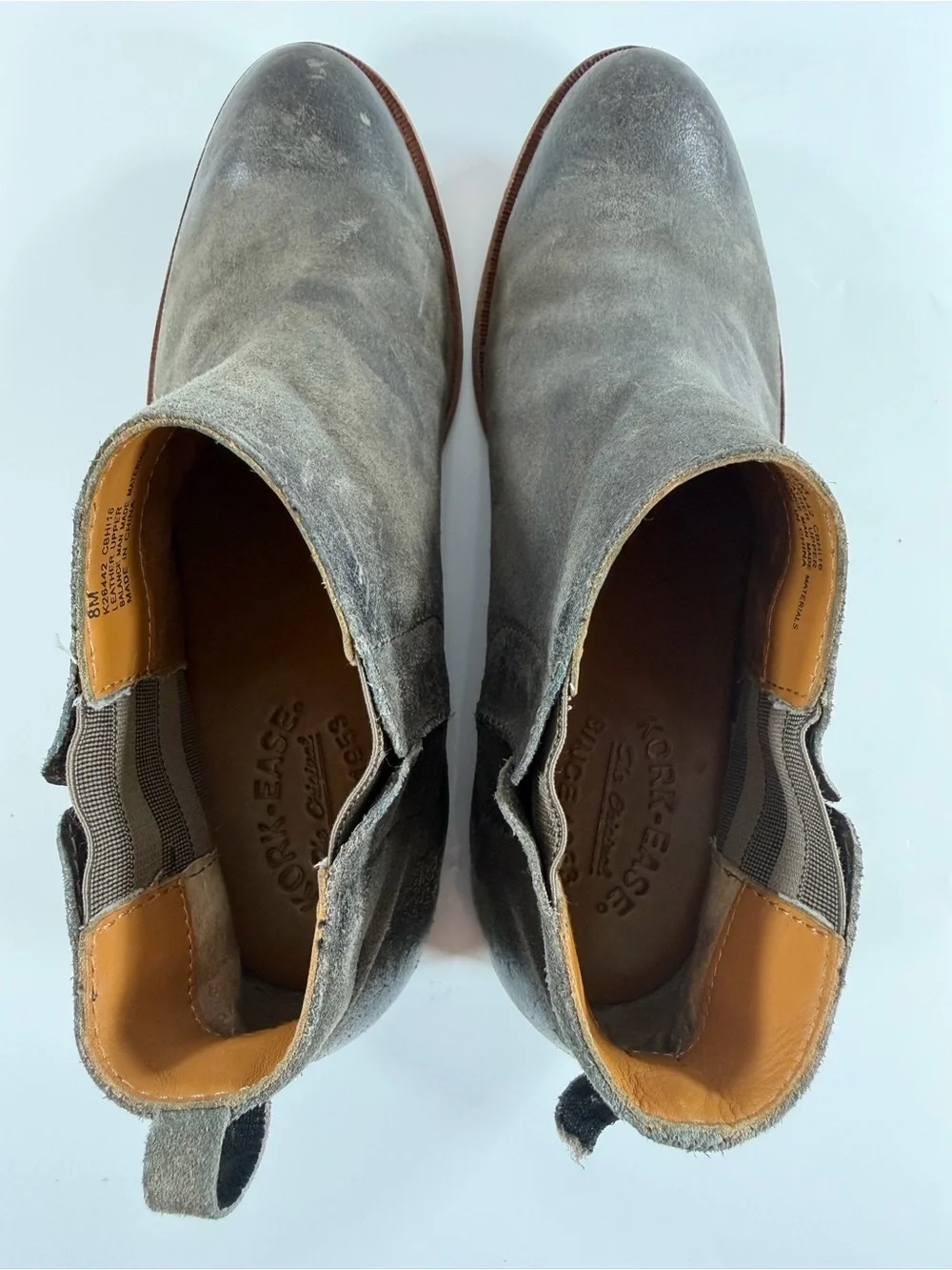 Kork-Ease Distressed Leather Chelsea Ankle Boots Gray Women’s Size 8‎